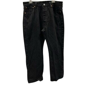 Levis 501 Black Button Fly Jeans Mens 36x29 Straight Leg Denim Utility Casual